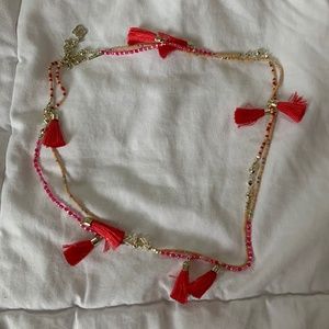 Kendra Scott Pink and Tan Tassel Necklace